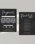 Luxe Black Scan to Pay Sign & Price List Sign Canva Template | Ashe - Trendy Fox Studio