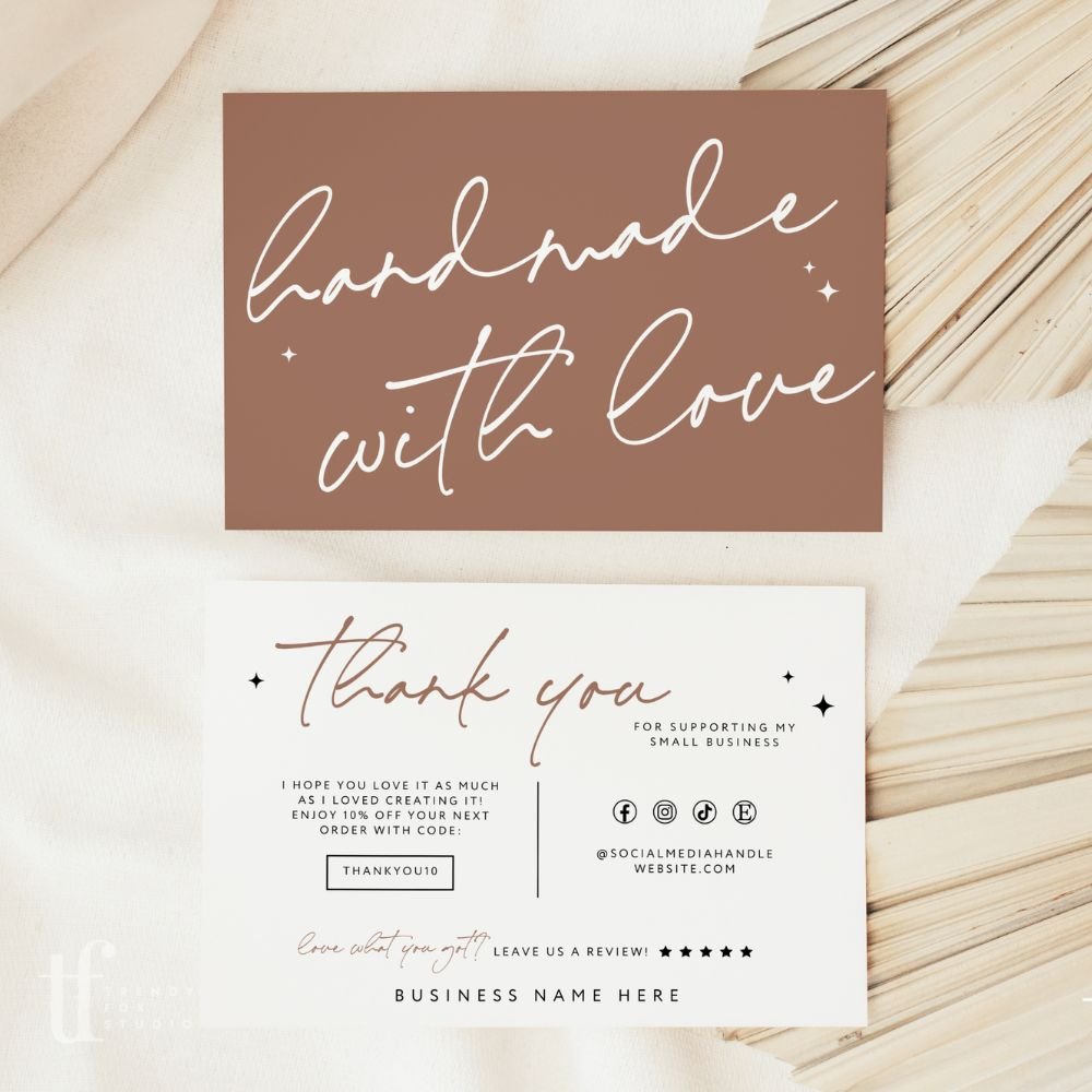 Luxe Boho Business Thank You Card Canva Template | Amiri - Trendy Fox ...