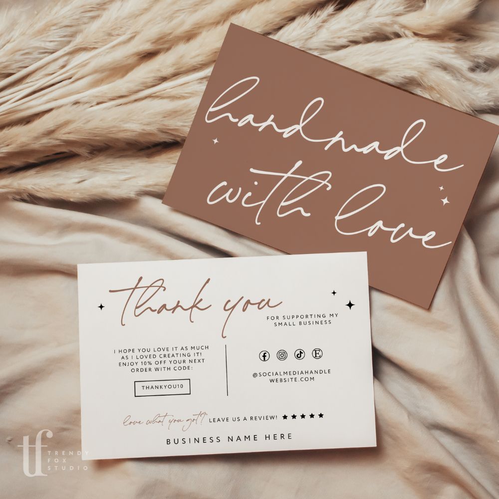 Luxe Boho Business Thank You Card Canva Template | Amiri - Trendy Fox ...