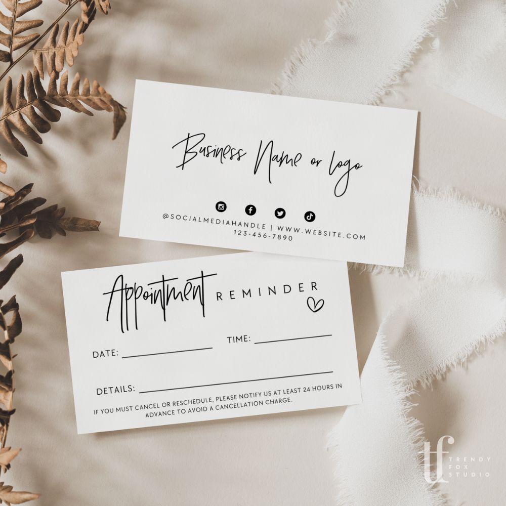 Minimal Appointment Reminder Card Canva Template | Dusk - Trendy Fox Studio