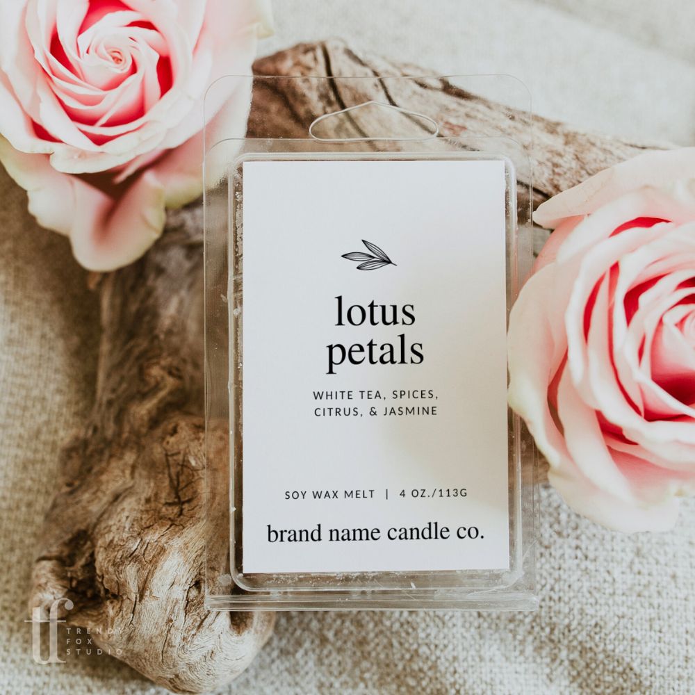 Minimal Botanical Wax Melt Label Canva Template - Trendy Fox Studio