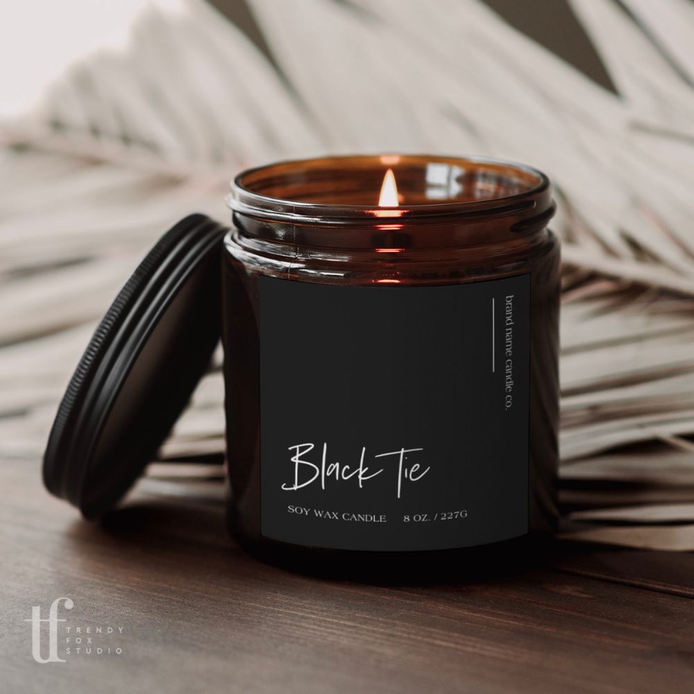 Minimalist Black Candle Label Canva Template | Ashe - Trendy Fox Studio