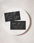 Modern Black Coupon Card, Discount Card Canva Template | Ayla - Trendy Fox Studio
