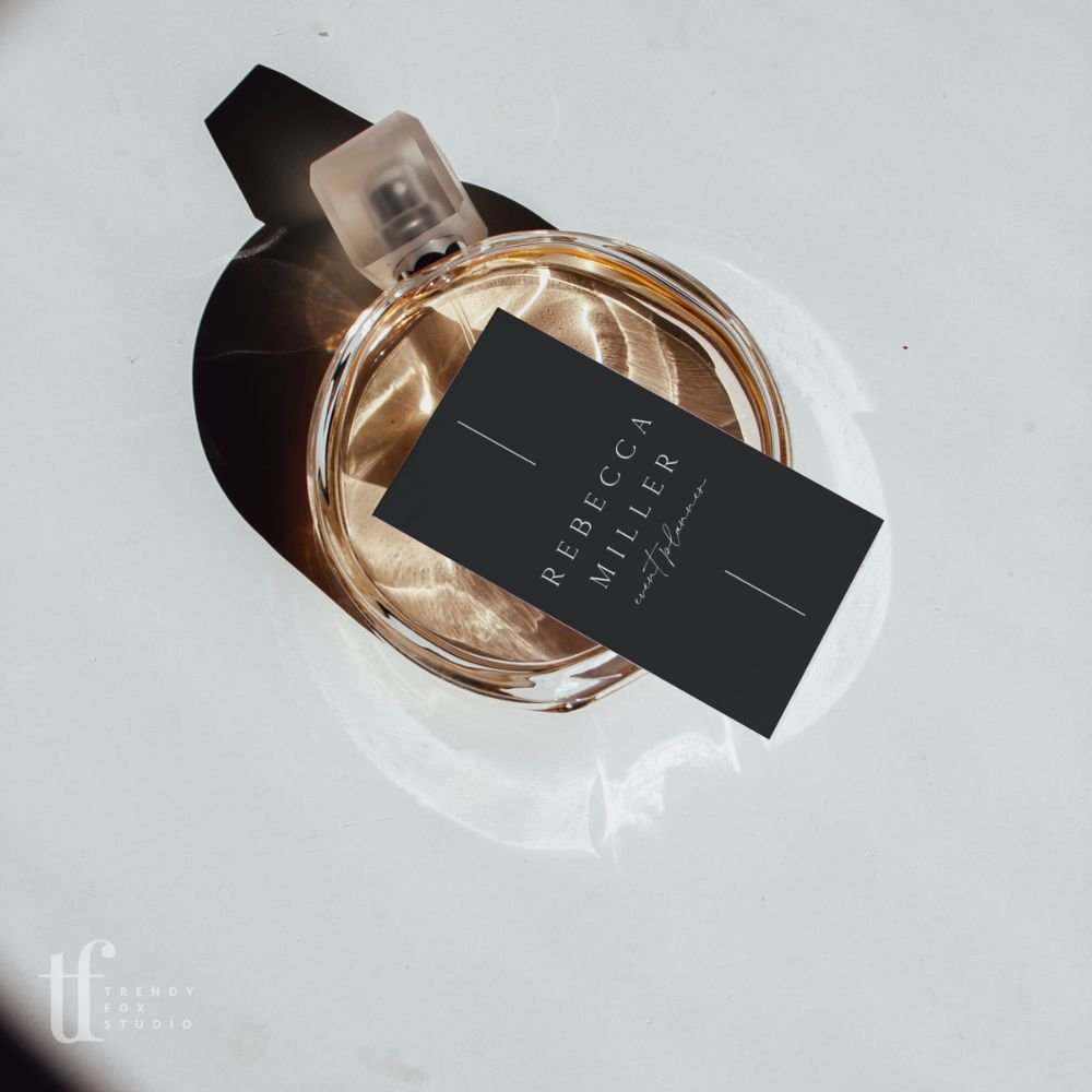 Modern Black Simple Business Card Canva Template | Mina - Trendy Fox Studio