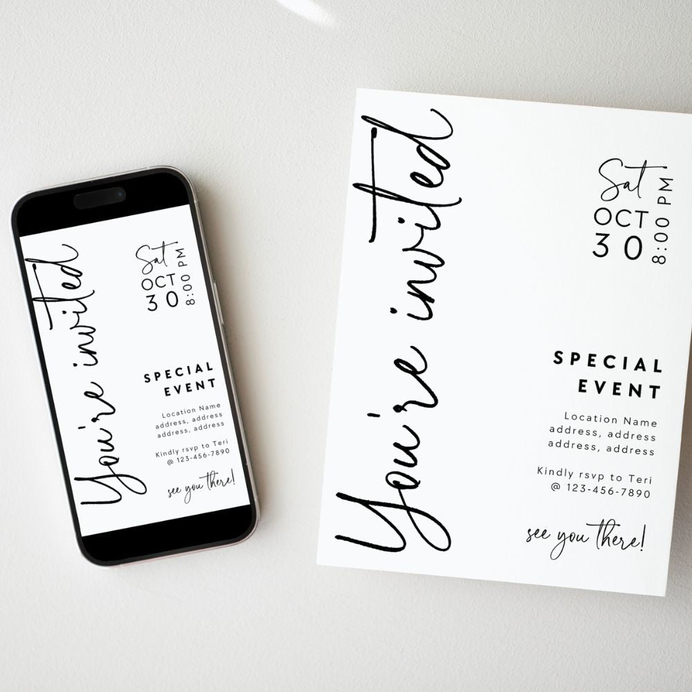 Modern Boho Business Invitation Canva Template | Rylee (Copy) - Trendy Fox Studio
