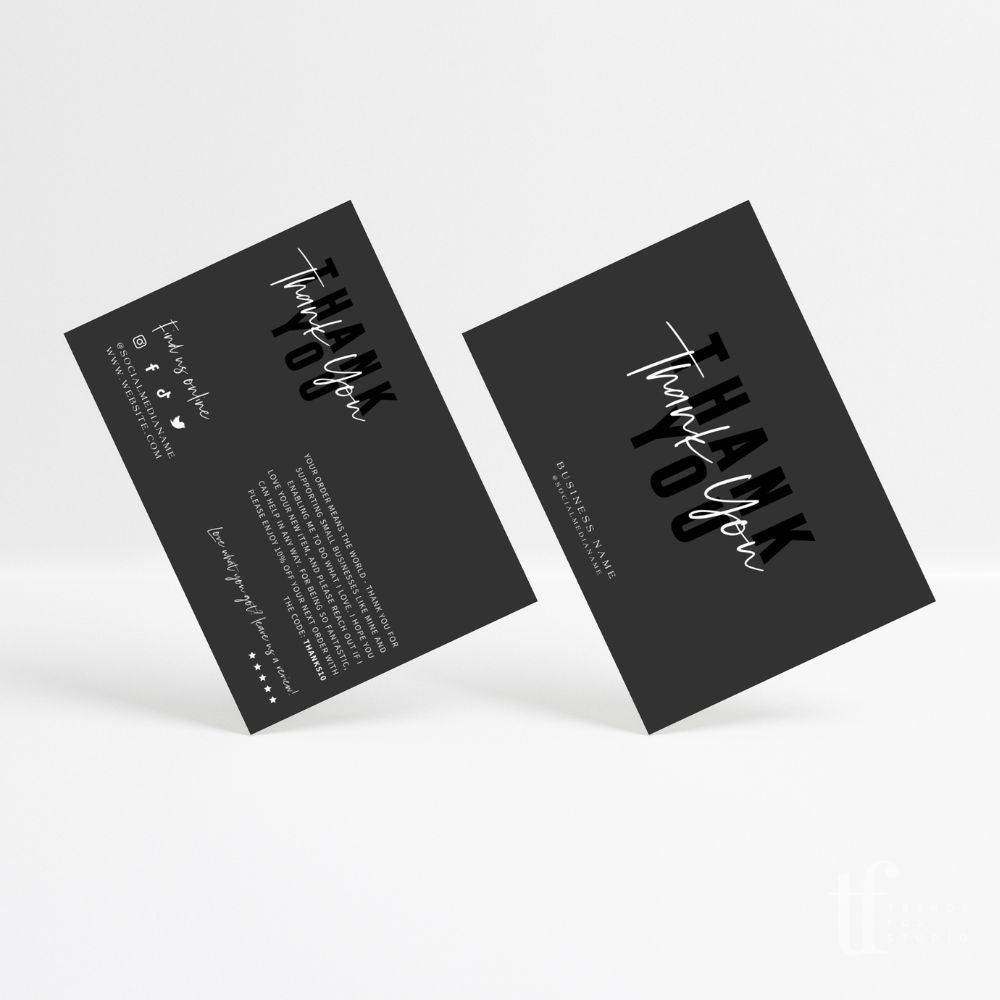 Modern Luxe Black Business Thank You Card Canva Template | Ashe - Trendy Fox Studio