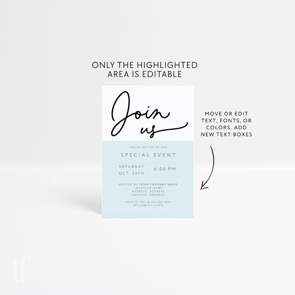Modern Minimalist Business Invitation Canva Template | Dawn - Trendy Fox Studio