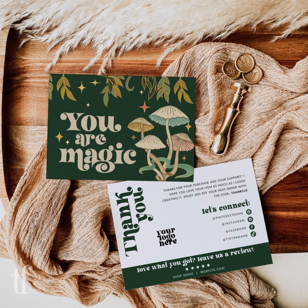 Mushroom You are Magic Business Thank You Card Canva Template - Trendy Fox Studio