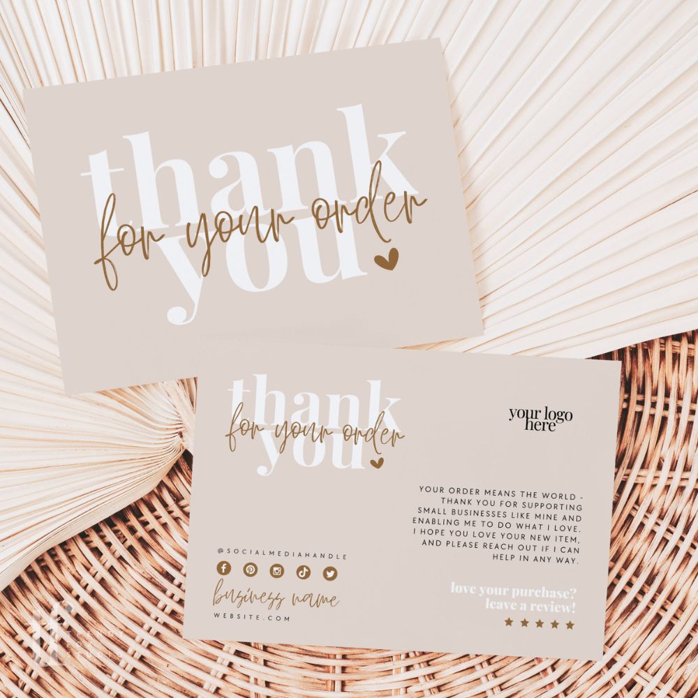 Neutral Boho Business Thank You Card Canva Template | Bohe - Trendy Fox ...