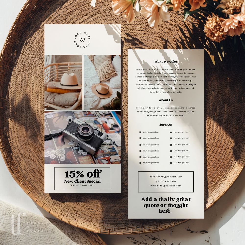 Retro Business Rack Card Flyer, One Page Services Marketing | Canva Template | Dani - Trendy Fox Studio