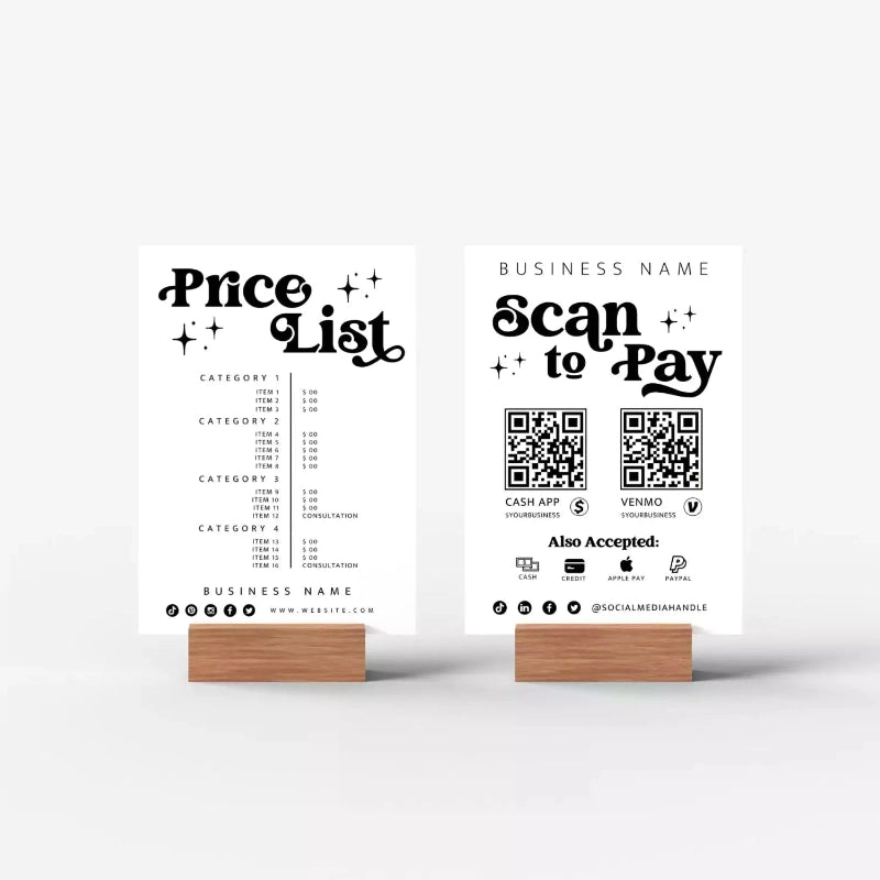 Retro Price List & Scan to Pay Sign Canva Template | Dani