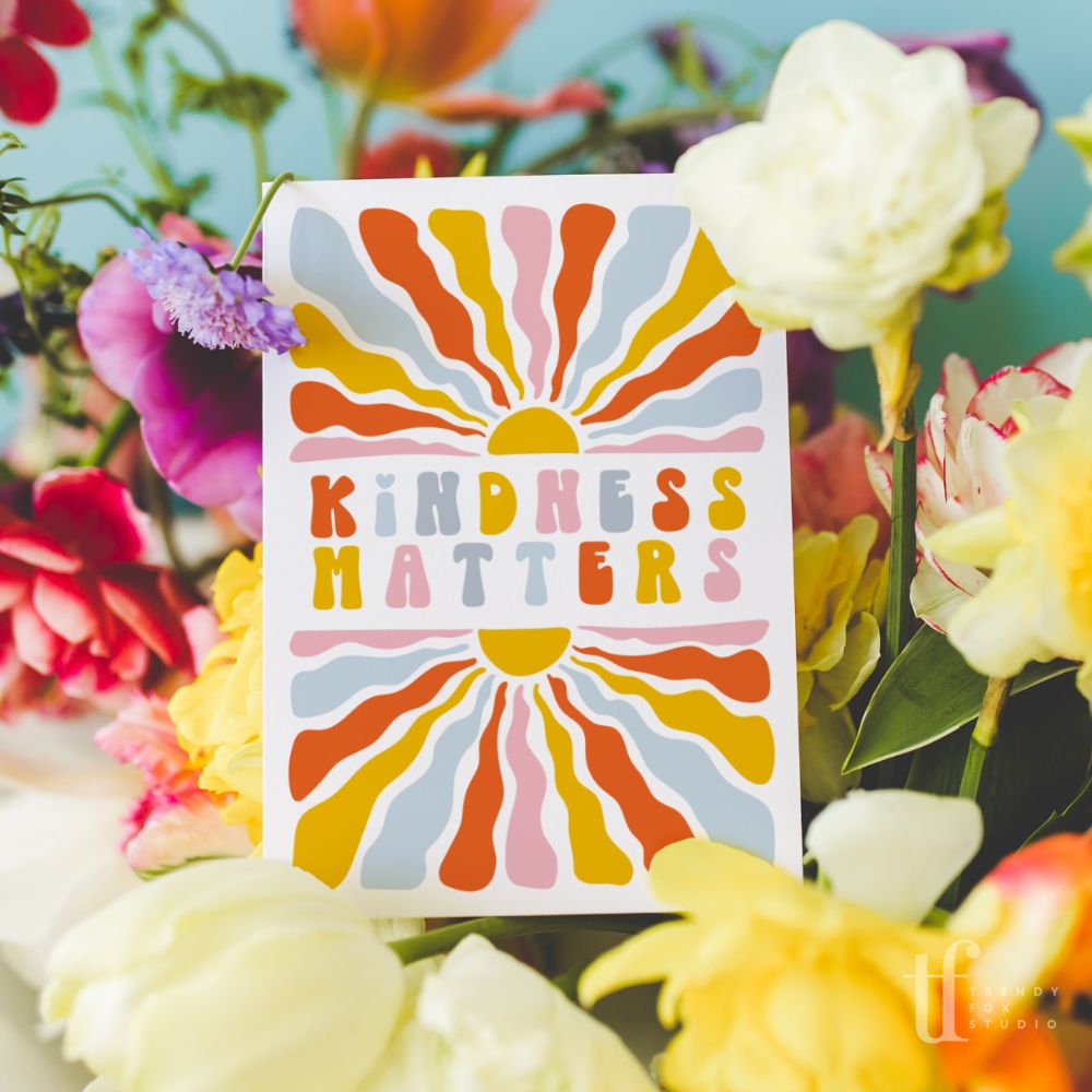 Retro Rainbow Sun Business Thank You Card Canva Template - Trendy Fox Studio