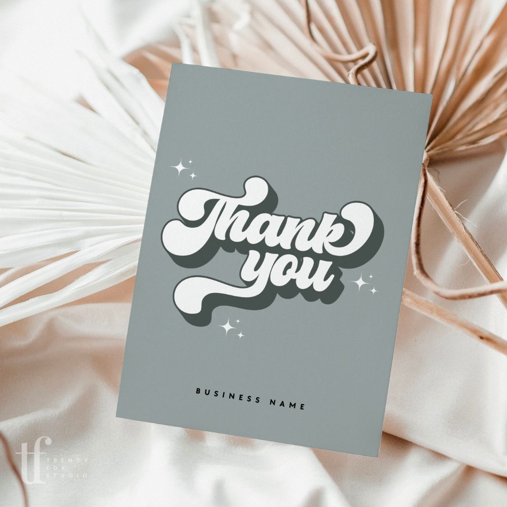 Retro Sage Business Thank You Card Canva Template - Trendy Fox Studio