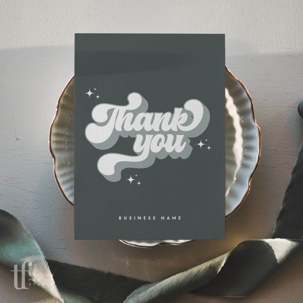 Retro Sage Business Thank You Card Canva Template - Trendy Fox Studio