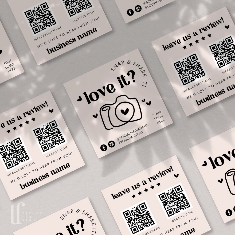 Retro Snap and Share QR Code Social Media Card Canva Template | Jace - Trendy Fox Studio
