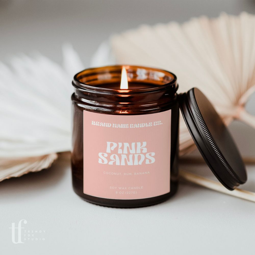 Retro Summer Bold Candle Label Canva Template - Trendy Fox Studio