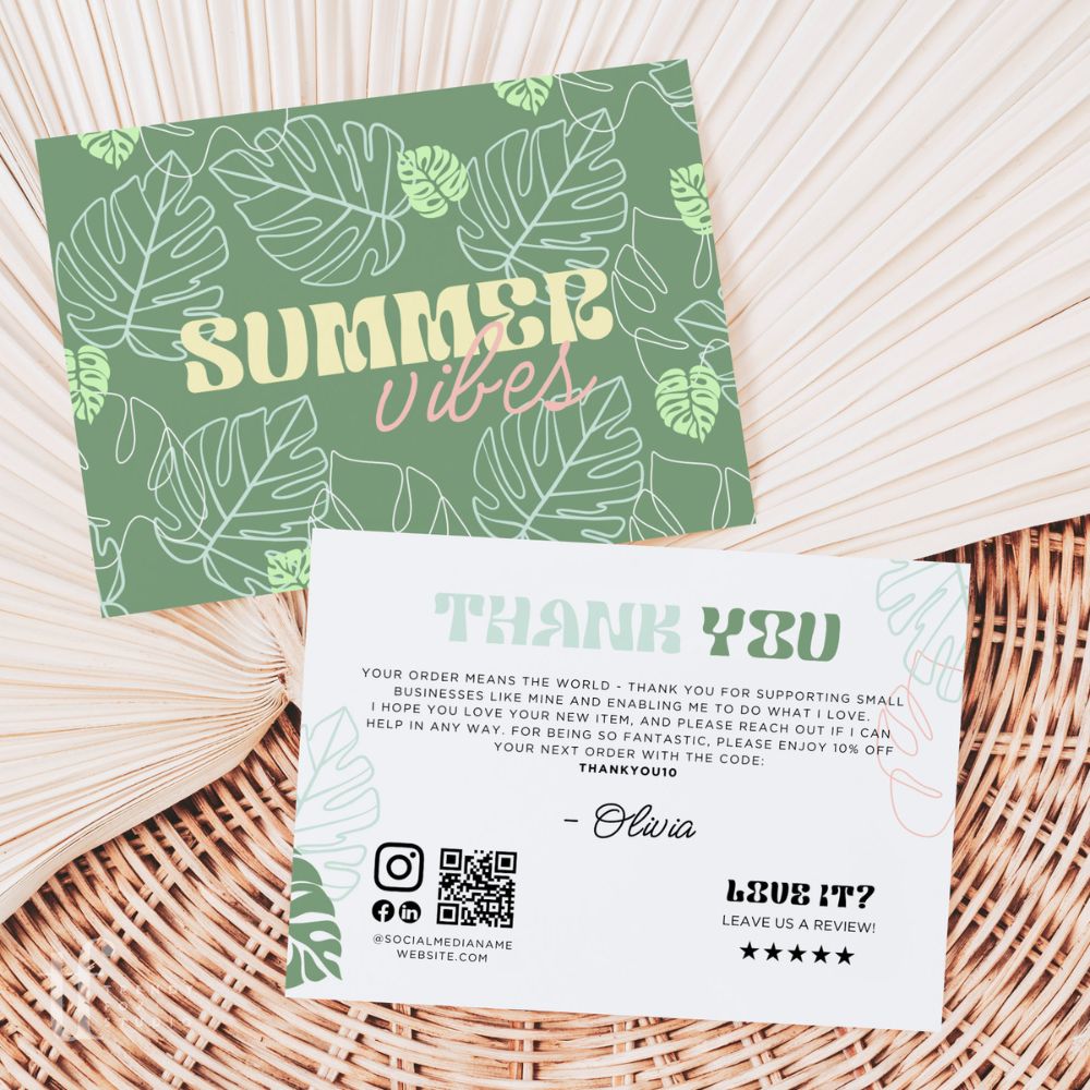 Retro Summer Tropical Business Thank You Card Canva Template - Trendy Fox Studio