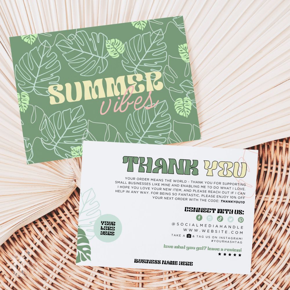 Summer Retro Tropical Business Thank You Card Canva Template - Trendy Fox Studio