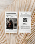Unique Newspaper Photo Business Card with QR Code Canva Template - Trendy Fox Studio