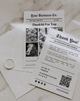 Unique Newspaper Thank You Card Canva Template with QR Code & Photos - Trendy Fox Studio