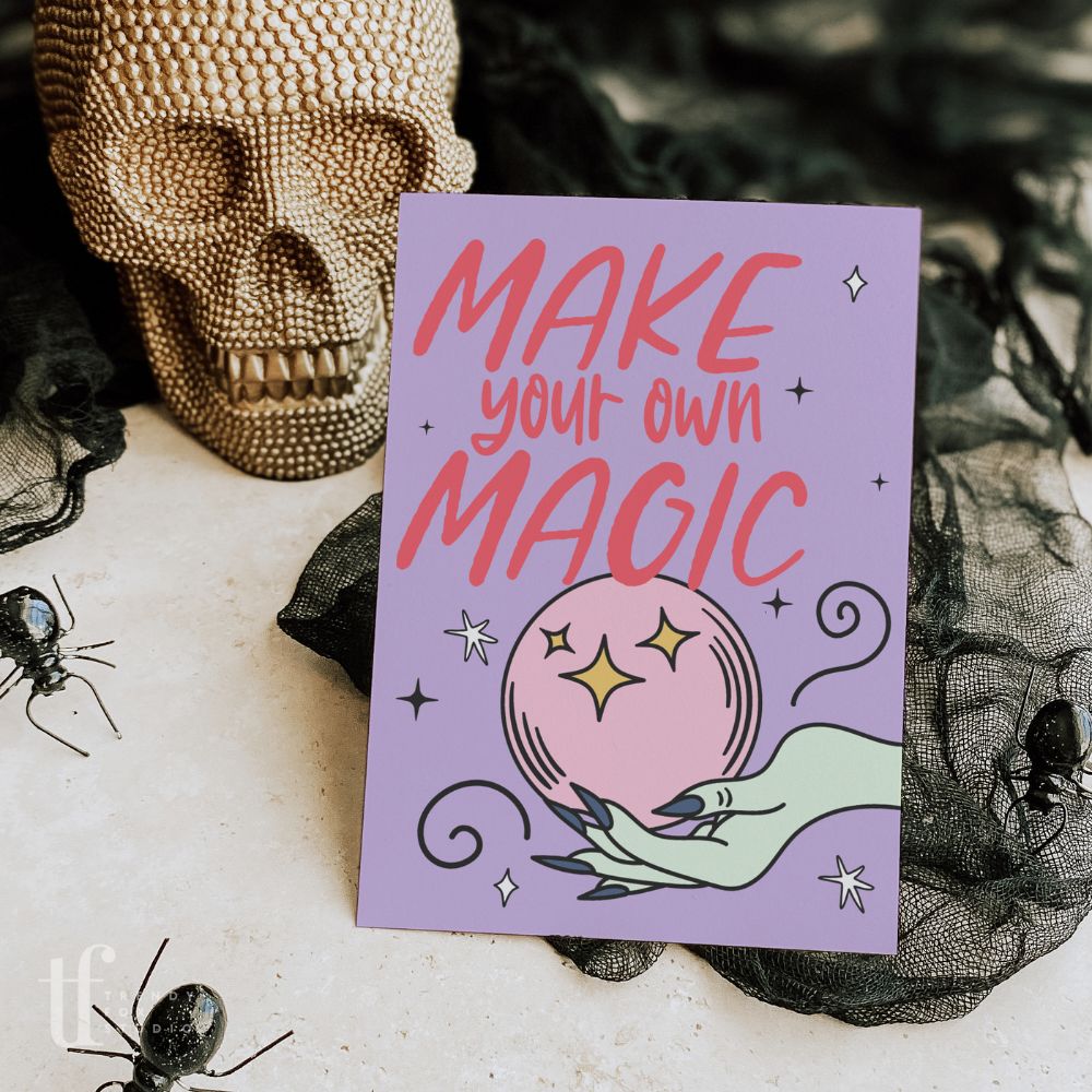 Witchy Halloween Business Thank You Card Canva Template | Made with Magic Witch - Trendy Fox Studio