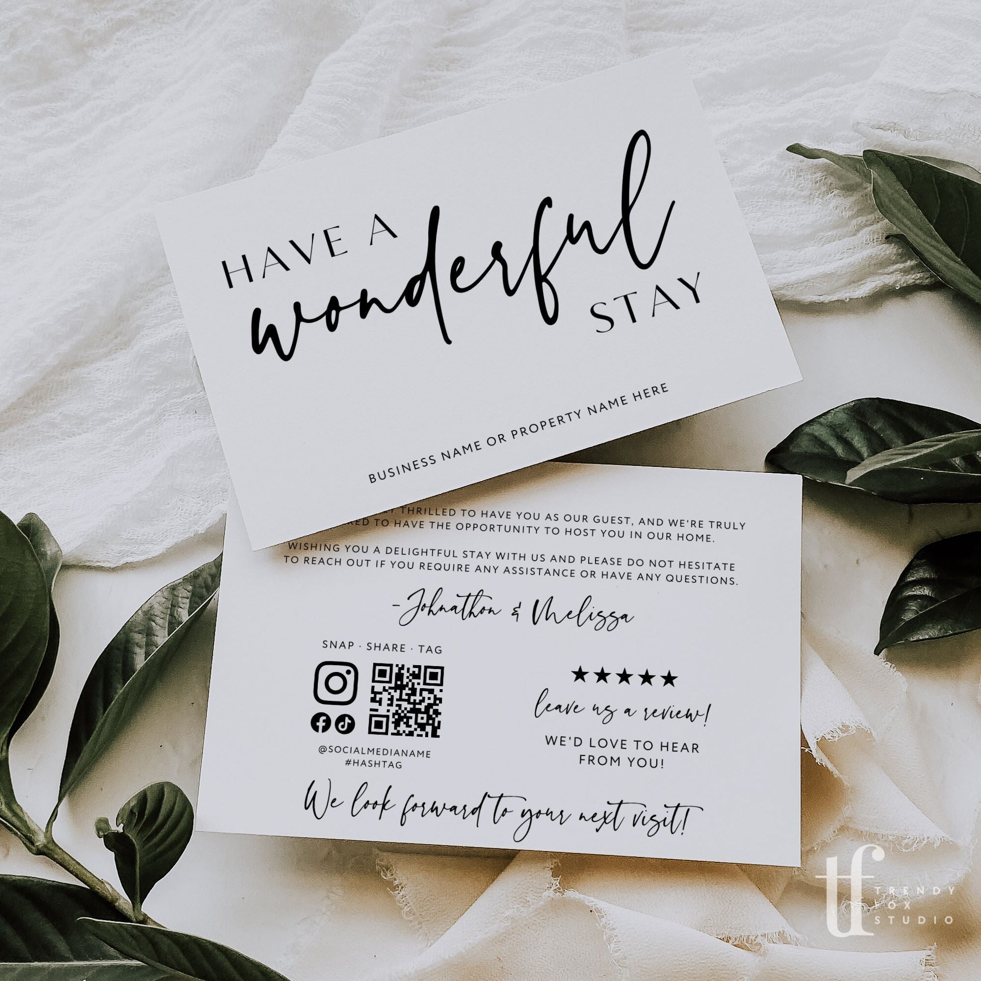 Airbnb Host Thank You Card Canva Template | Vera - Trendy Fox Studio