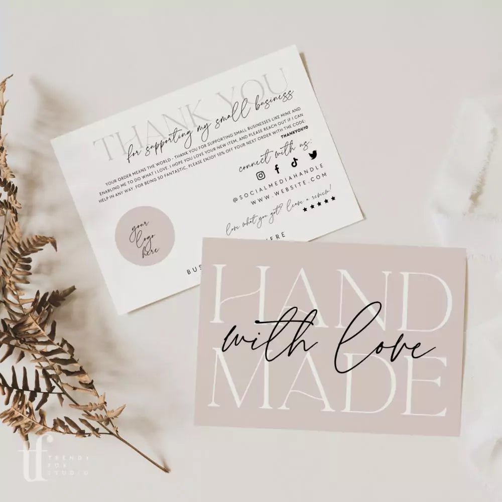 Blush Boho Business Thank You Card Canva Template | Ayla - Trendy Fox ...