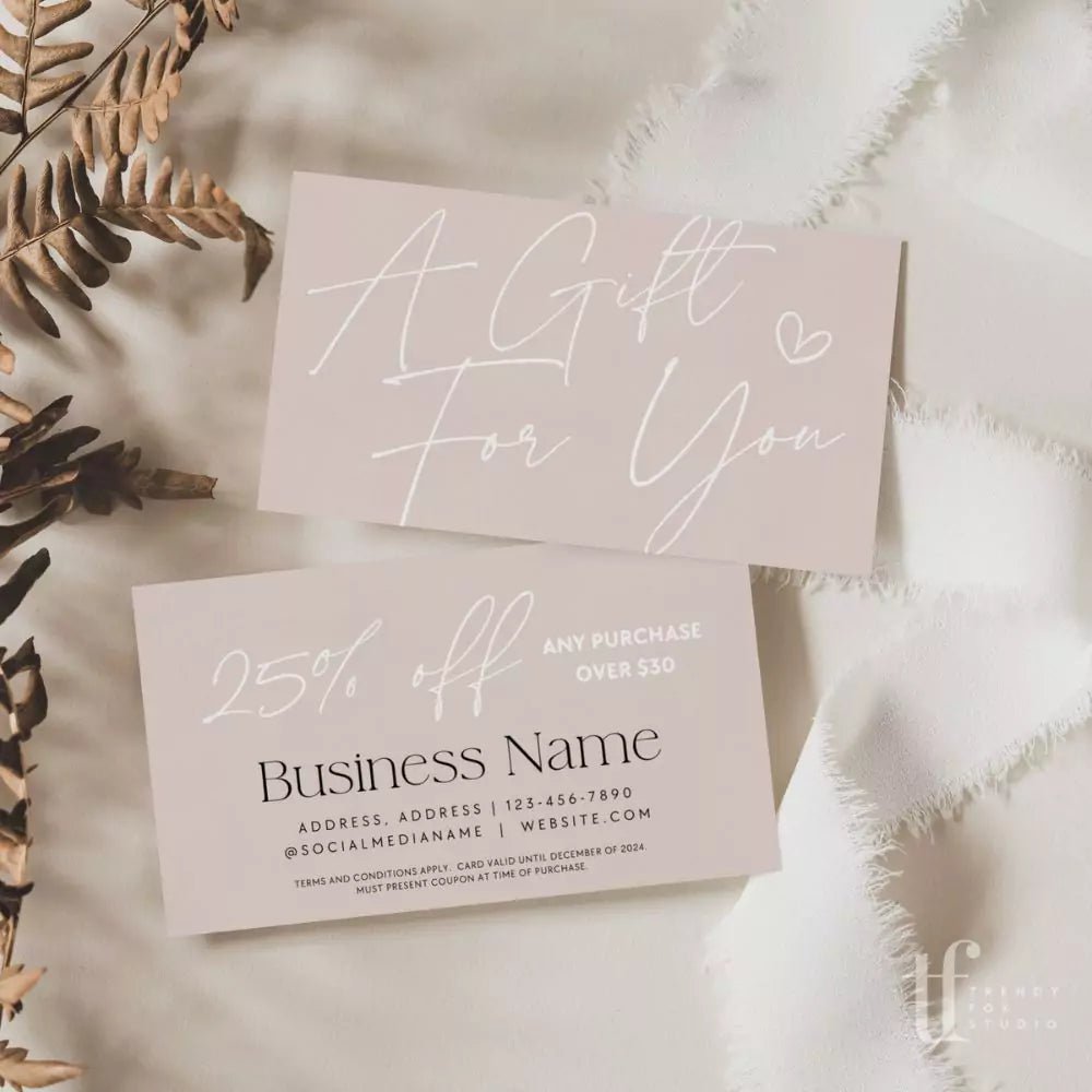 Blush Boho Coupon Card, Discount Card Canva Template Ayla Trendy