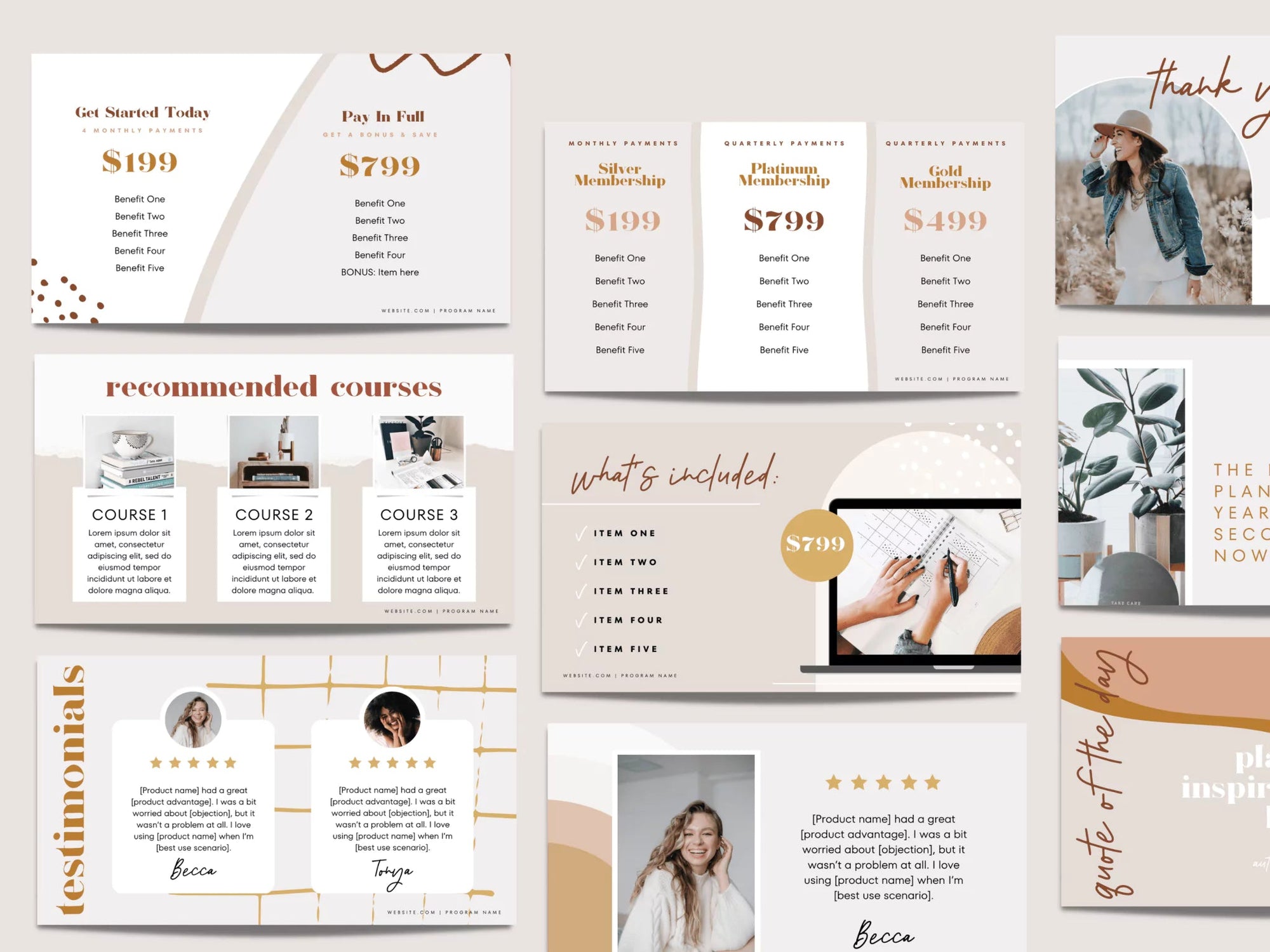 Boho Course Creator Presentation or Masterclass Slide Deck Canva Template - Trendy Fox Studio