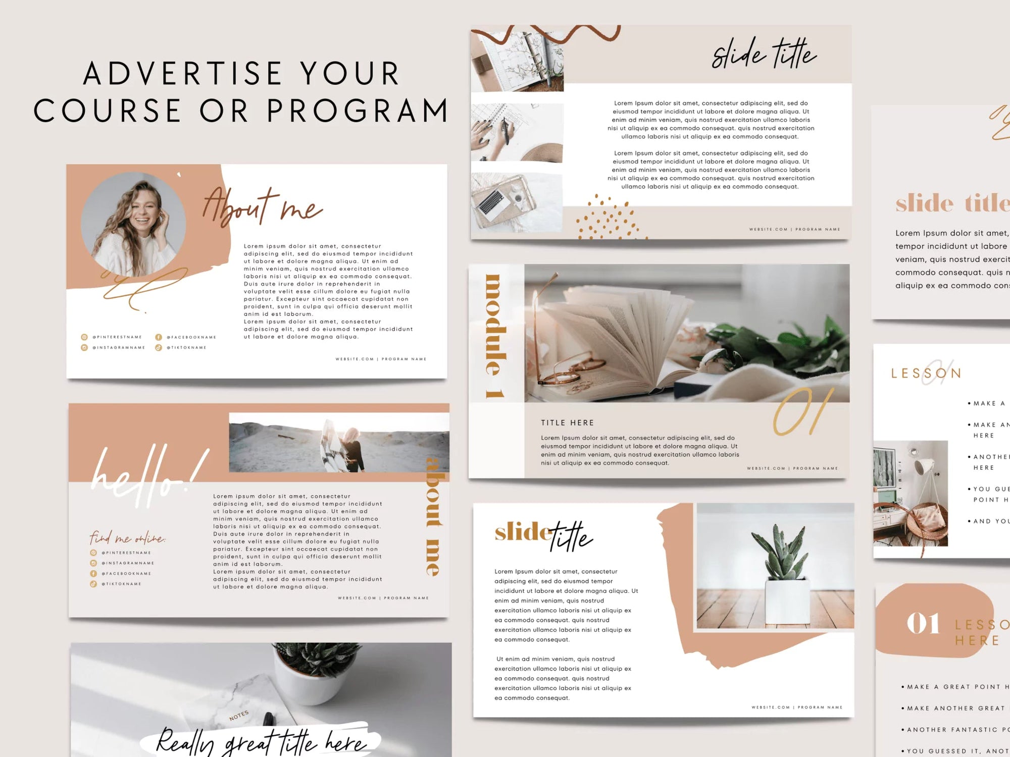 Boho Course Creator Presentation or Masterclass Slide Deck Canva Template - Trendy Fox Studio