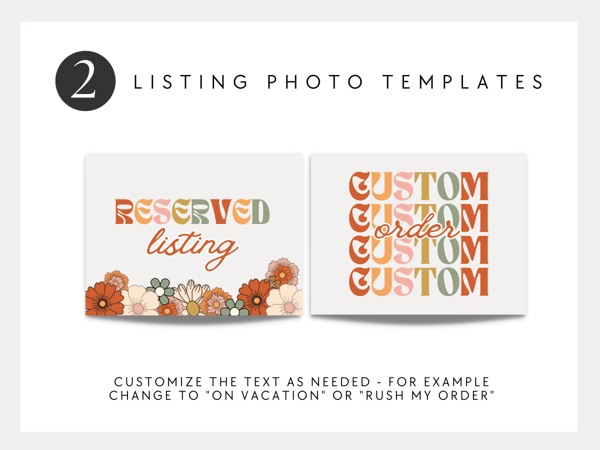 Boho Groovy 70s Etsy Shop Kit Canva Template | Etsy Banner, Listing Photos, Icon | Sol - Trendy Fox Studio