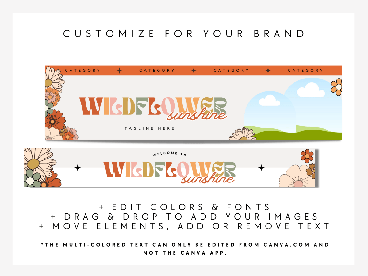 Boho Groovy 70s Etsy Shop Kit Canva Template | Etsy Banner, Listing Photos, Icon | Sol - Trendy Fox Studio