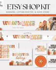 Boho Groovy 70s Etsy Shop Kit Canva Template | Etsy Banner, Listing Photos, Icon | Sol - Trendy Fox Studio