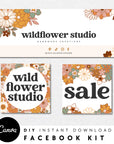 Boho Groovy Facebook Cover Branding Set Canva Template | Dani - Trendy Fox Studio