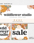 Boho Groovy Facebook Cover Branding Set Canva Template | Dani - Trendy Fox Studio