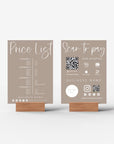 Boho Price List & Scan to Pay Sign Canva Template | Gwen - Trendy Fox Studio