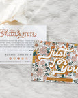 Boho Retro Floral Business Thank You Card Canva Template - Trendy Fox Studio