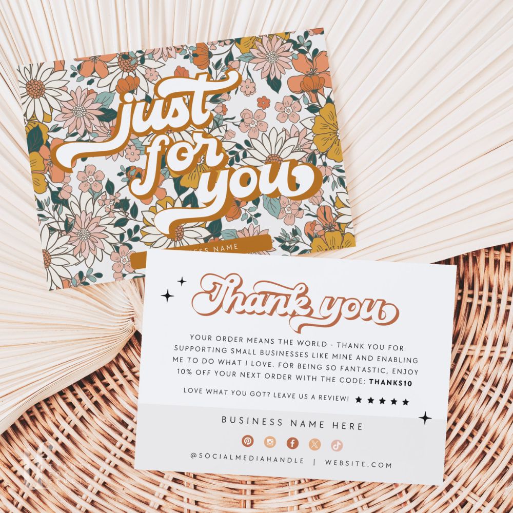 Boho Retro Floral Business Thank You Card Canva Template – Trendy Fox ...