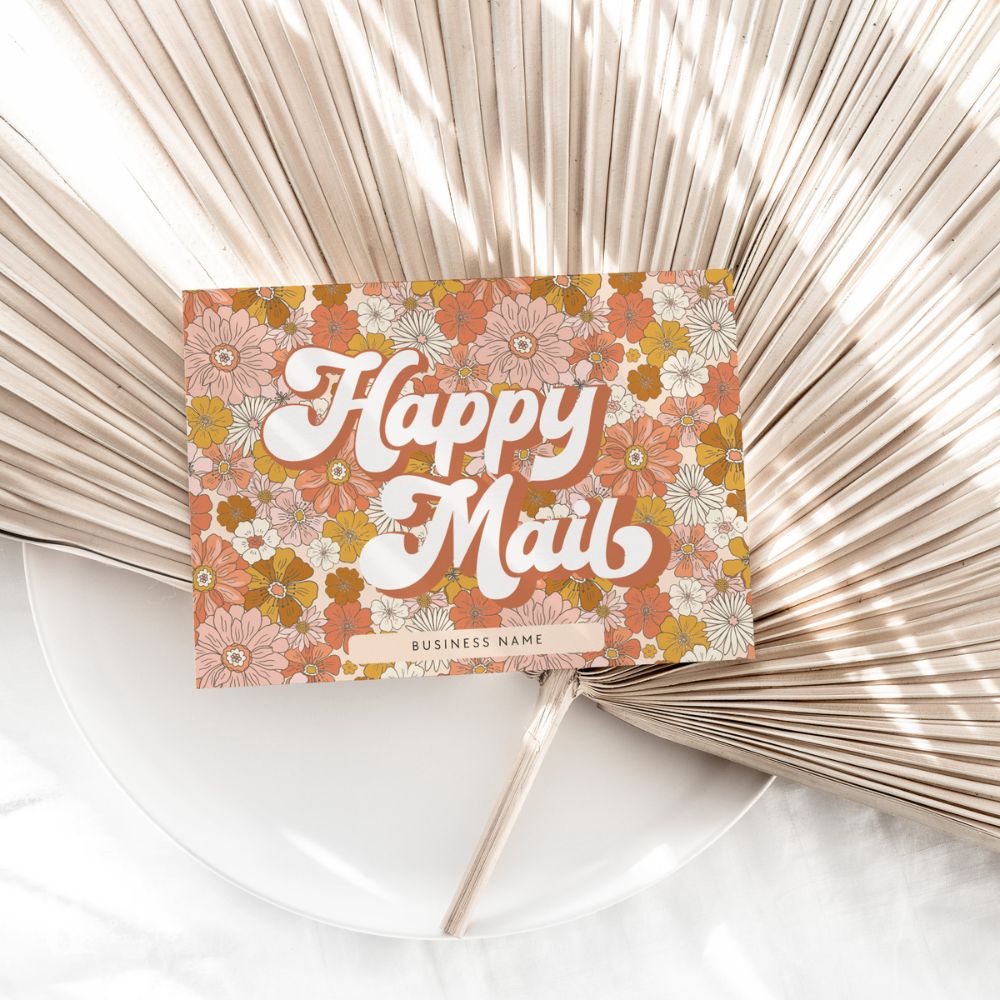 Boho Retro Groovy Business Thank You Card Canva Template - Trendy Fox ...