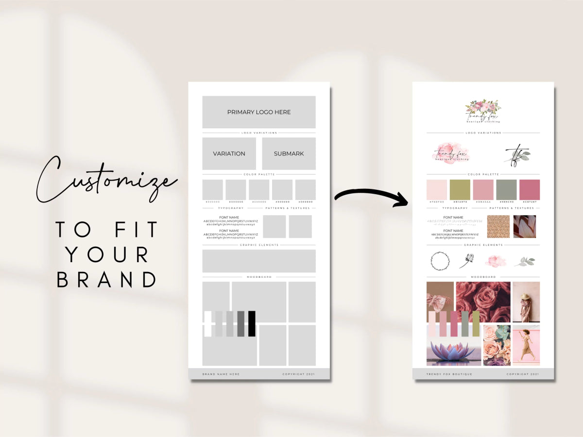 Brand and Mood Board Style Guide Canva Template - Trendy Fox Studio