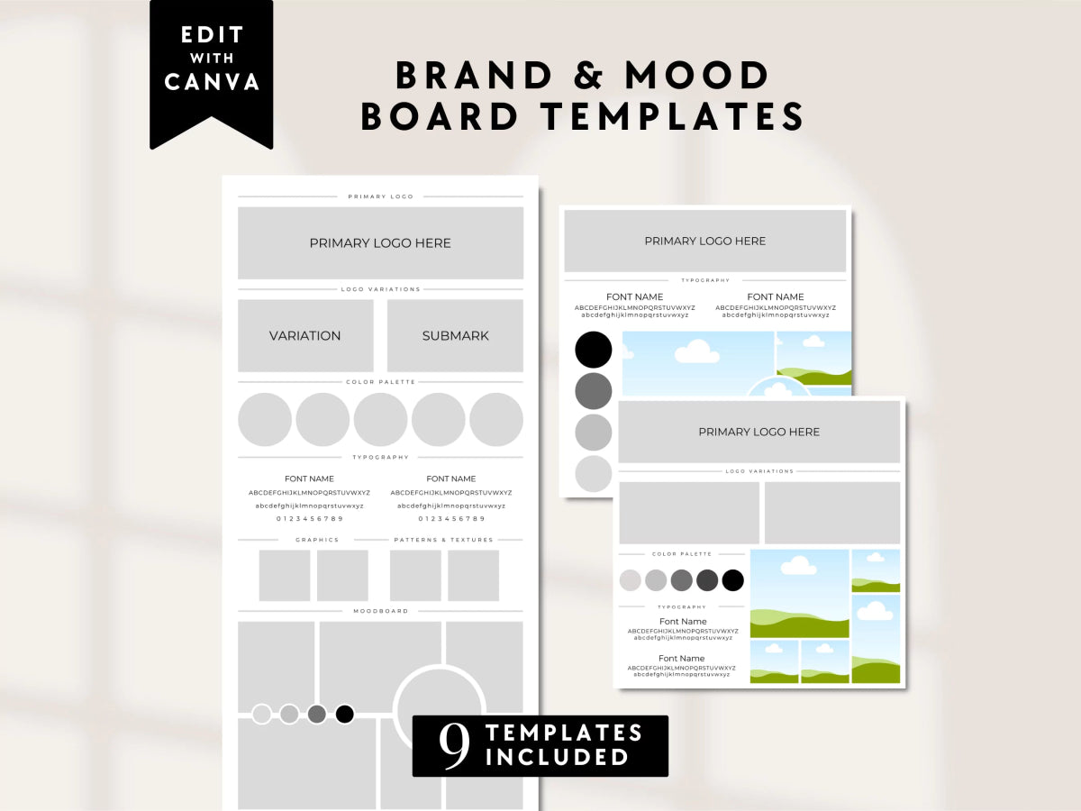 Brand and Mood Board Style Guide Canva Template - Trendy Fox Studio