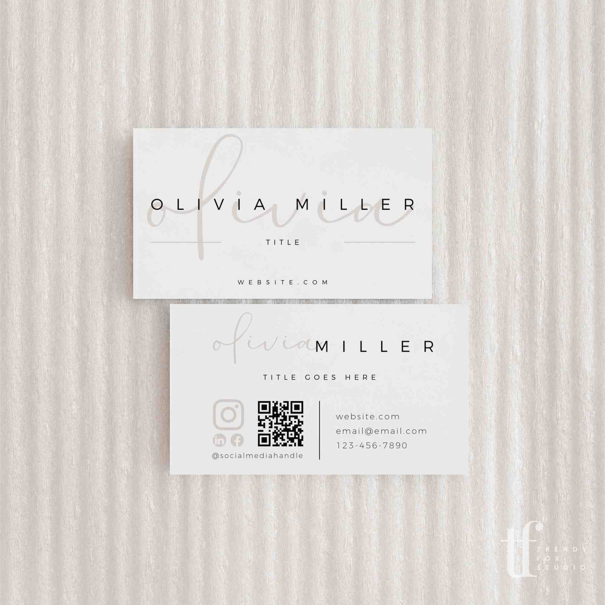 Business Card with QR Code | Canva Template | Carli - Trendy Fox Studio