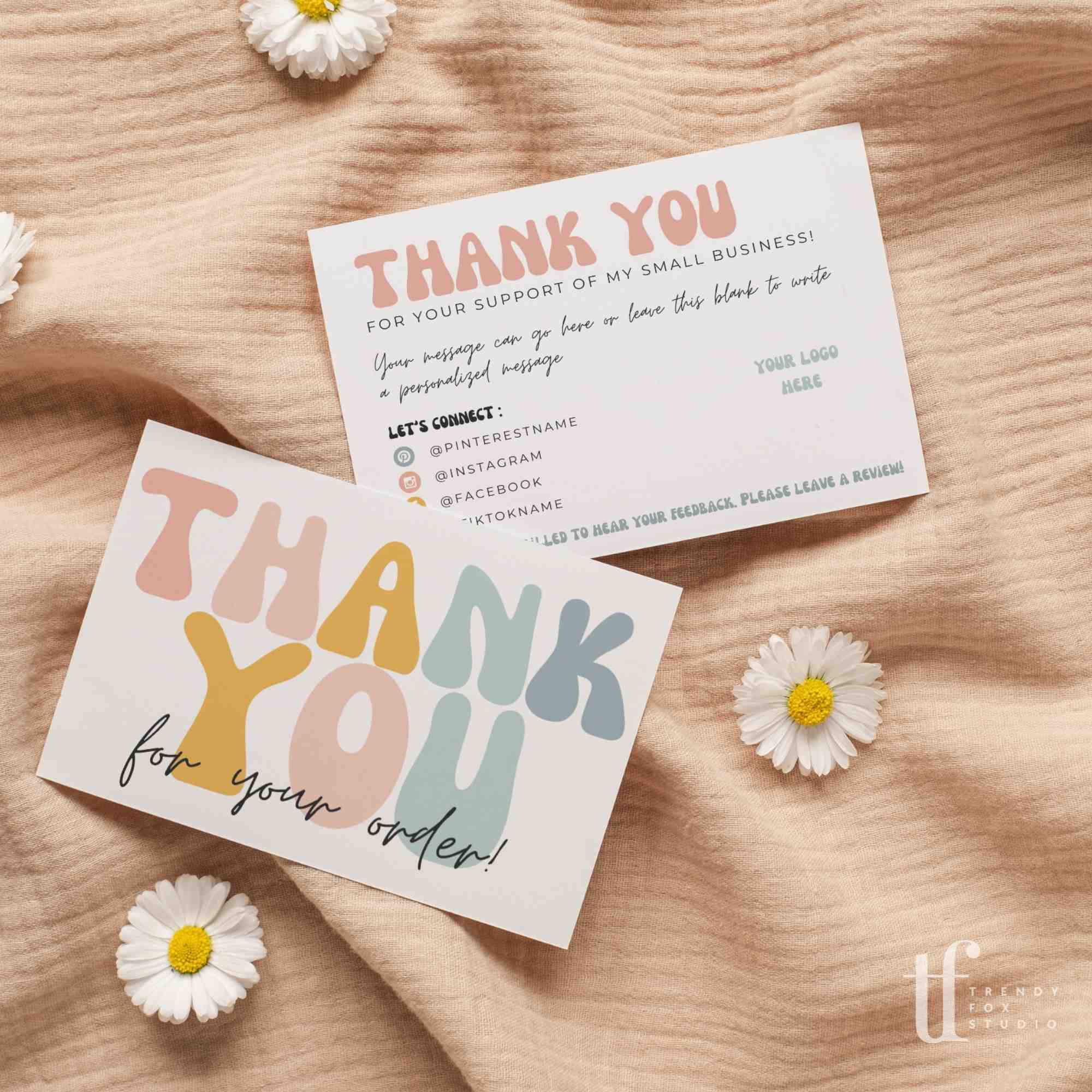 Business Thank You Card | Canva Template | Amy - Trendy Fox Studio
