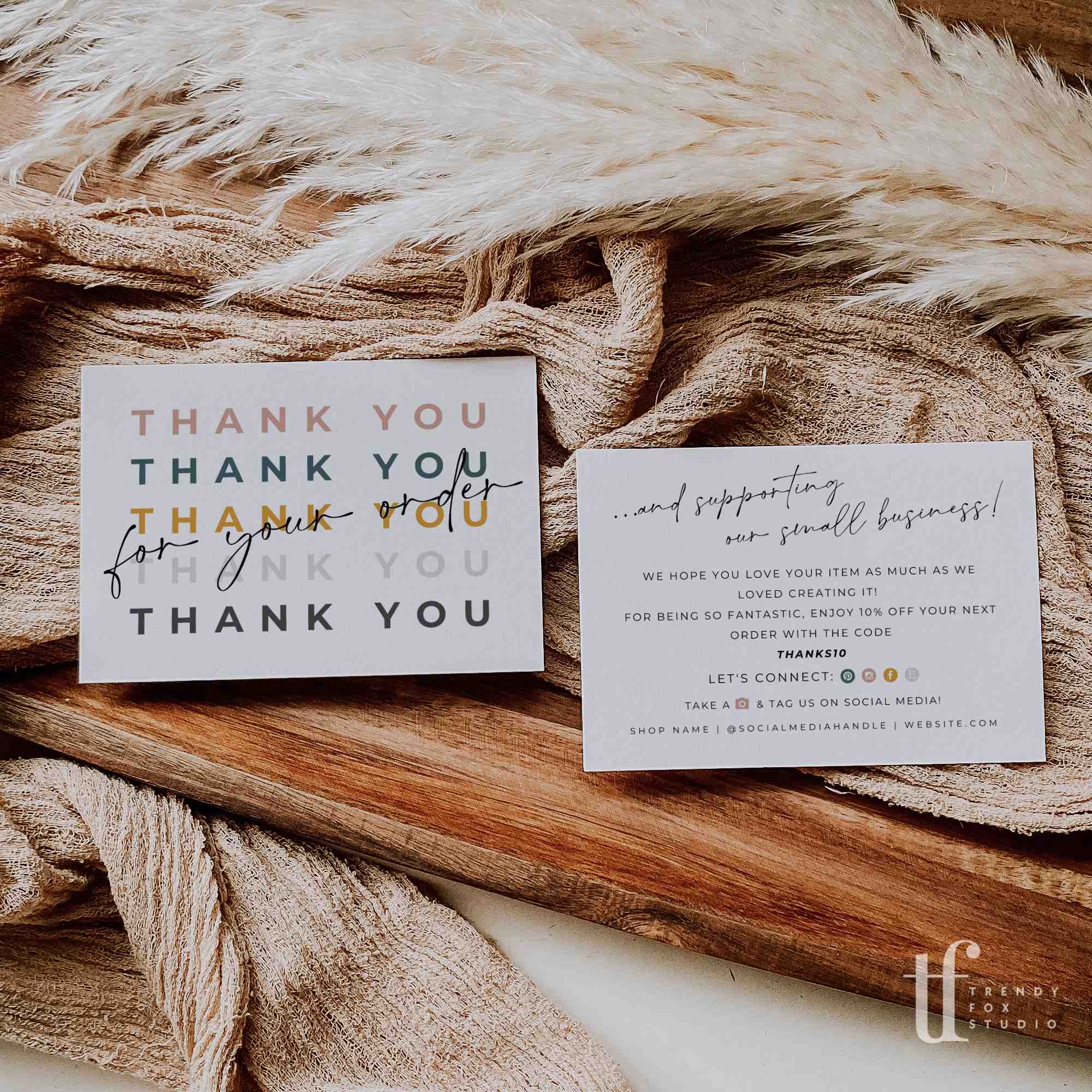 Boho Business Thank You Card Canva Template | Casey - Trendy Fox Studio