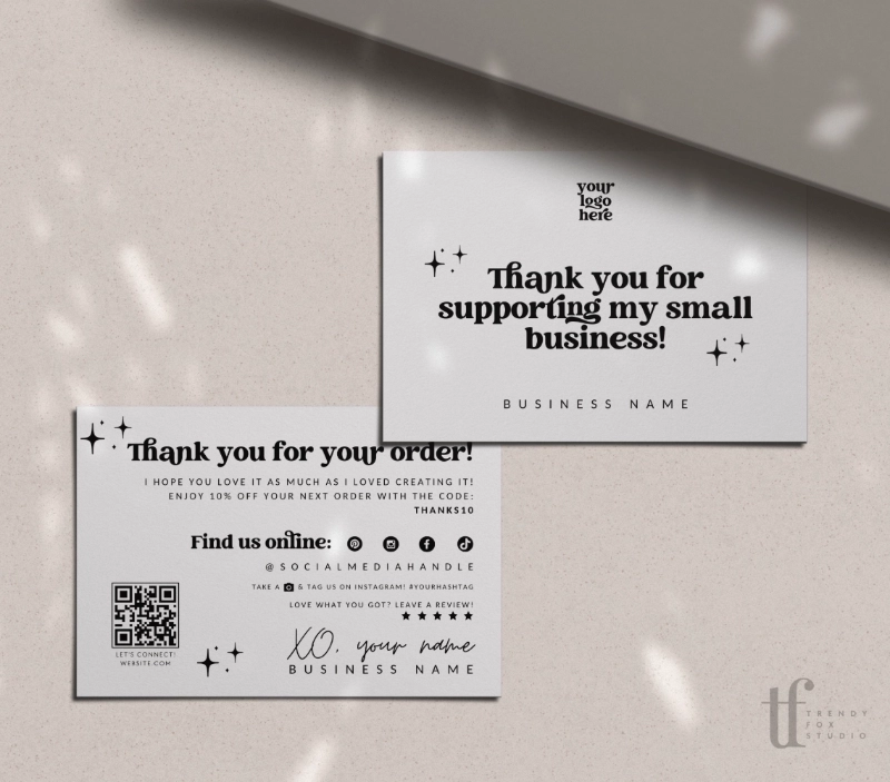Retro Business Thank You Card Canva Template | Dani - Trendy Fox Studio