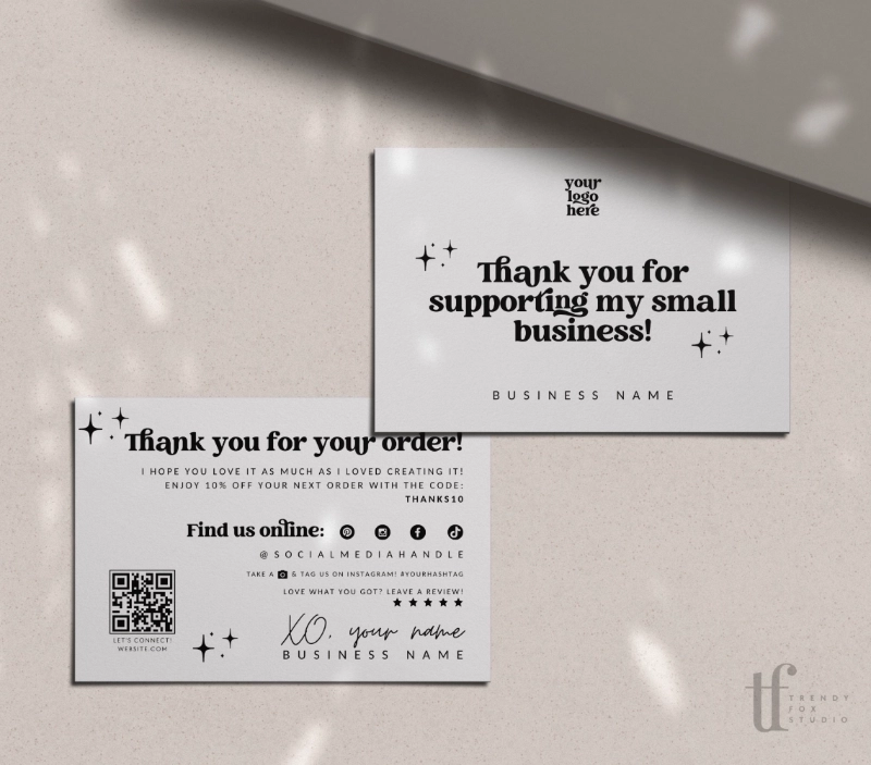 Business Thank You Card Canva Template | Dani - Trendy Fox Studio