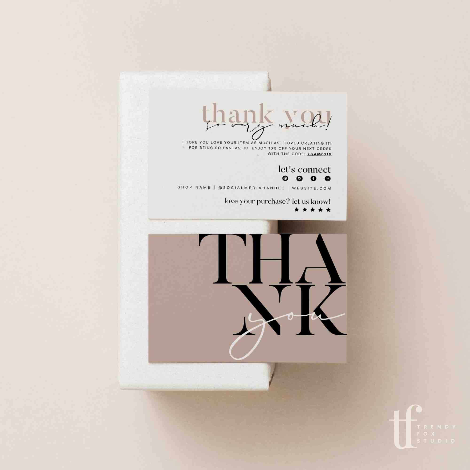 Modern Business Thank You Card Canva Template | Wells - Trendy Fox Studio