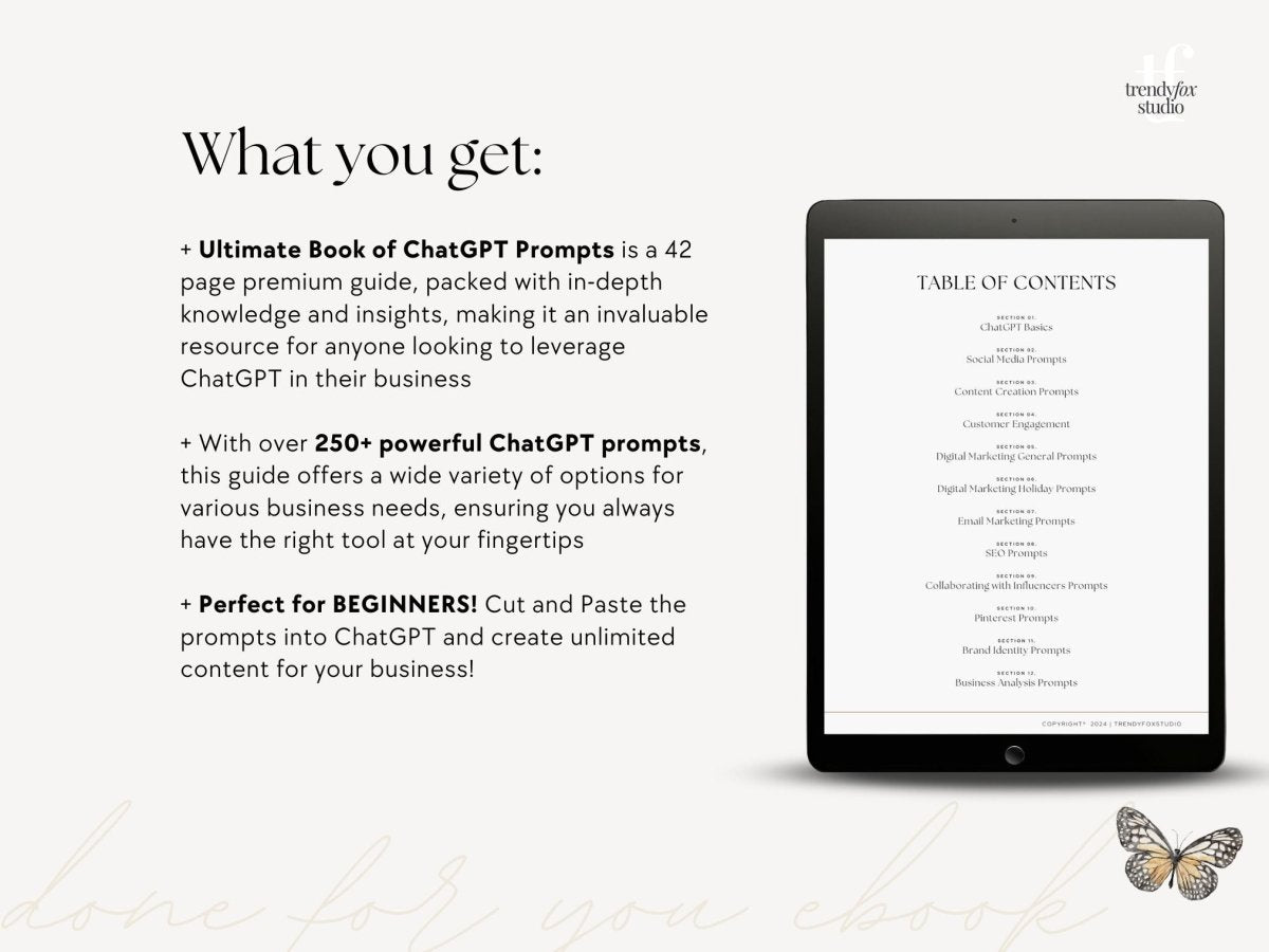 ChatGPT Prompts Manual for Online Businesses - Trendy Fox Studio