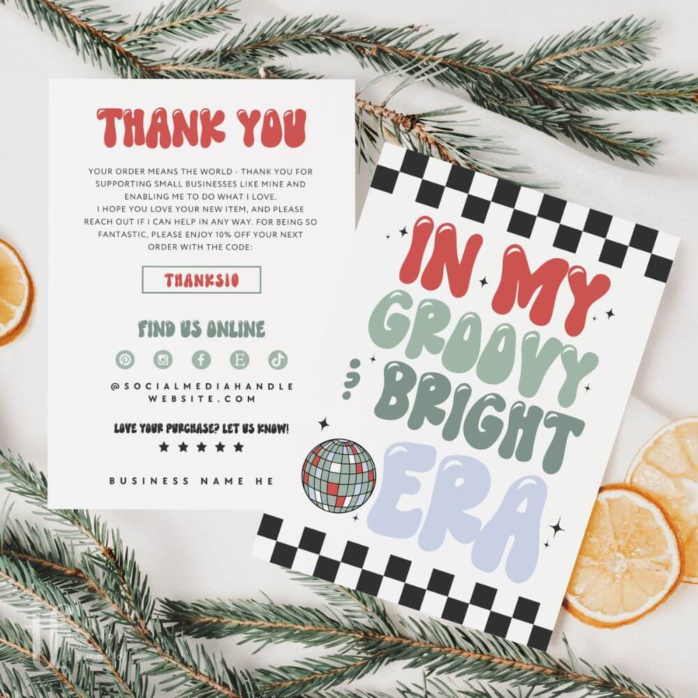 Christmas Era Business Thank You Card Canva Template | Seasonal Retro Checkered Thank You - Trendy Fox Studio christmas-era-business-thank-you-card-canva-template-seasonal-retro-checkered-thank-you-trendy-fox-studio