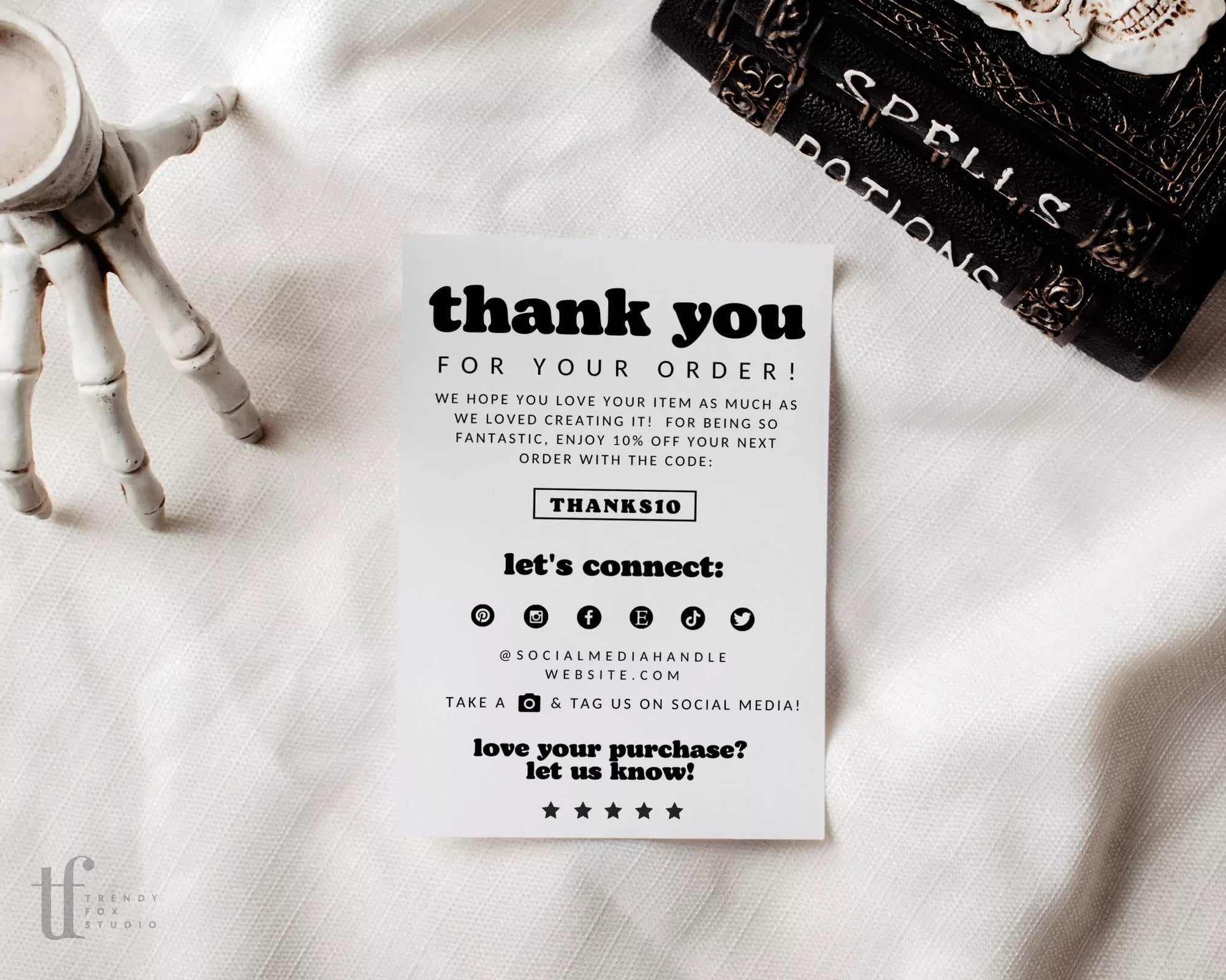 Creep It Real Ghost Halloween Business Thank You Card Canva Template - Trendy Fox Studio